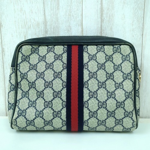 Gucci canvas navy pouch - canvas,