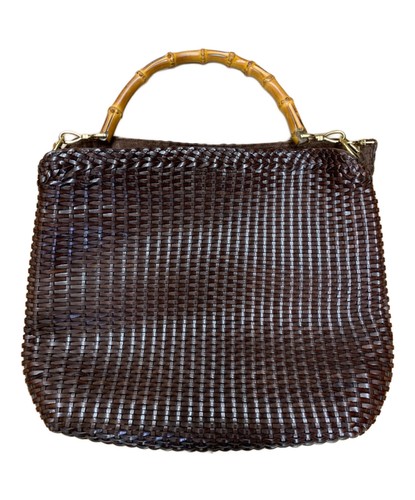 Gucci brown woven leather top - gucci,