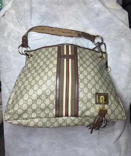 Gucci horsebit canvas hobo - horsebit,
