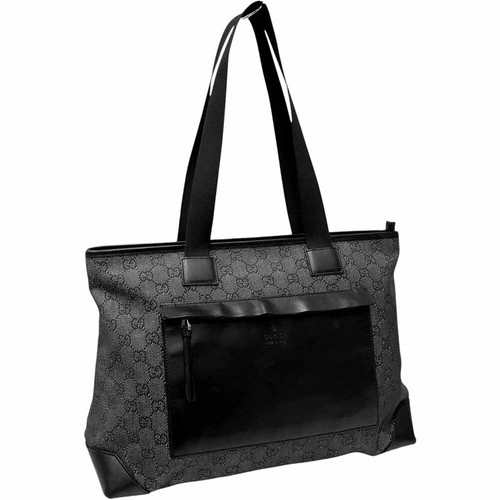 Gucci canvas tote bag black - gg,