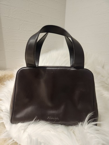 Prada handbag leather dark - prada,